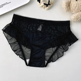 New recommend pure sexy lace translucent underwear mesh ruffled women&