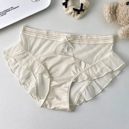 New recommend pure sexy lace translucent underwear mesh ruffled women&