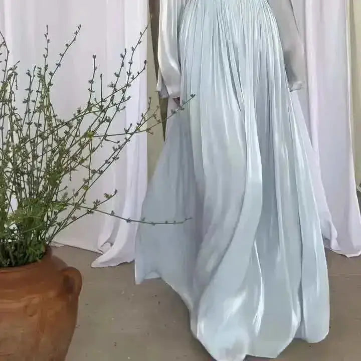 Muslim Modest Dress for Women Lace Up Pleated Long Dresses Jalabiya Ramadan Morocco Dubai Kaftan Islam Vestidos Arab Robe Abayas by Dropshipman