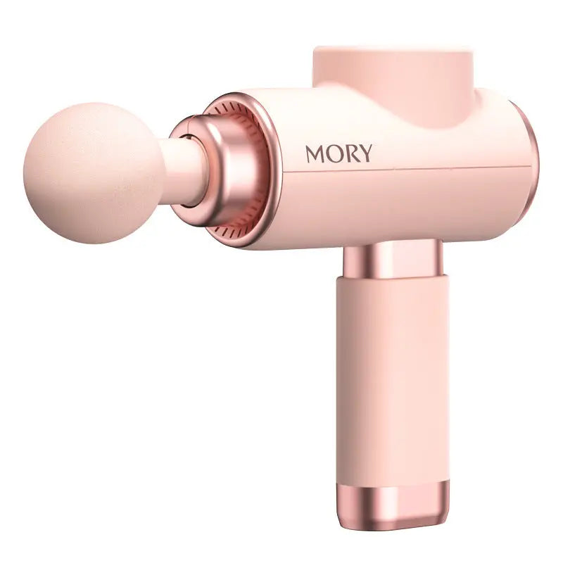 Mory mini massage gun for women in stylish pink color, designed for superior muscle relaxation and wellness.