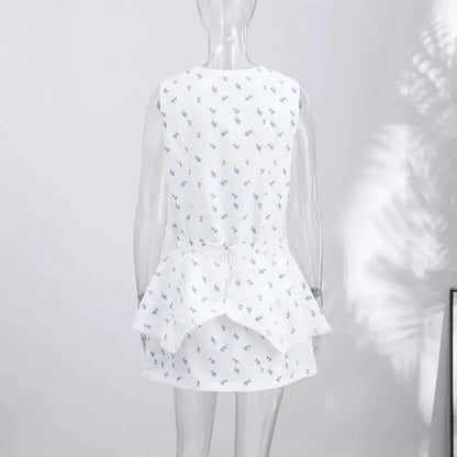 Casual Printed Mini Dress Women Full Sleeve Button V-neck Lady Short Dresses Waist Tape 2026 Spring Summer Female Robe Beach by Dropshipman