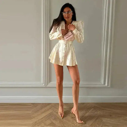 Casual Printed Mini Dress Women Full Sleeve Button V-neck Lady Short Dresses Waist Tape 2026 Spring Summer Female Robe Beach by Dropshipman