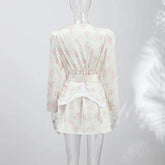 Casual Printed Mini Dress Women Full Sleeve Button V-neck Lady Short Dresses Waist Tape 2026 Spring Summer Female Robe Beach SHOPEZRA L.L.C.