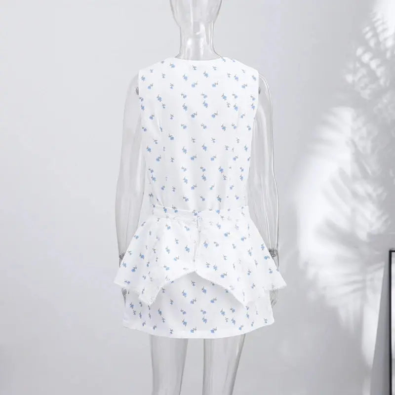 Casual Printed Mini Dress Women Full Sleeve Button V-neck Lady Short Dresses Waist Tape 2026 Spring Summer Female Robe Beach SHOPEZRA L.L.C.