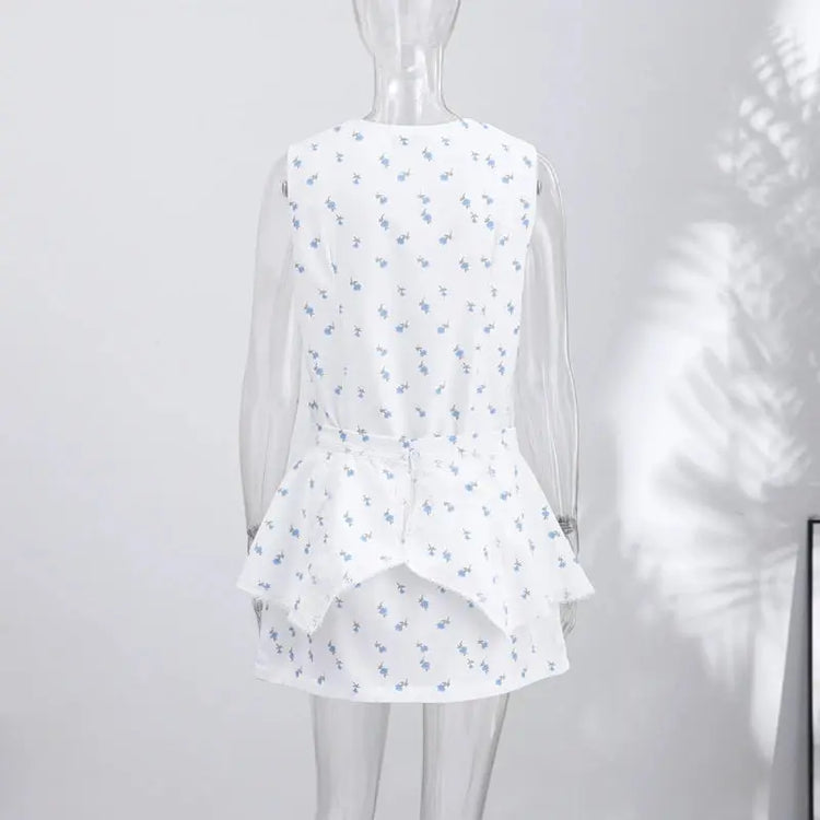 Casual Printed Mini Dress Women Full Sleeve Button V-neck Lady Short Dresses Waist Tape 2026 Spring Summer Female Robe Beach SHOPEZRA L.L.C.