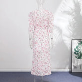 Casual Printed Mini Dress Women Full Sleeve Button V-neck Lady Short Dresses Waist Tape 2026 Spring Summer Female Robe Beach SHOPEZRA L.L.C.