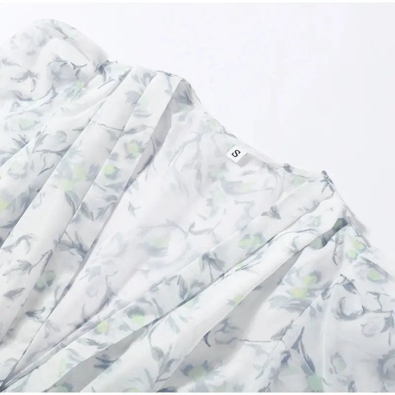 Casual Printed Mini Dress Women Full Sleeve Button V-neck Lady Short Dresses Waist Tape 2026 Spring Summer Female Robe Beach SHOPEZRA L.L.C.