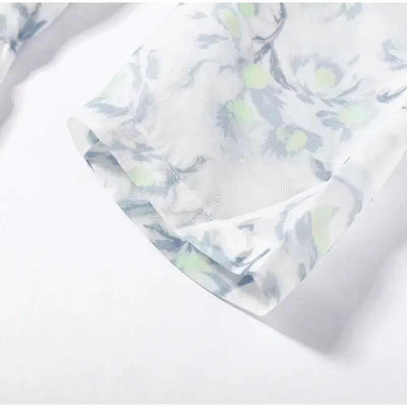 Casual Printed Mini Dress Women Full Sleeve Button V-neck Lady Short Dresses Waist Tape 2026 Spring Summer Female Robe Beach SHOPEZRA L.L.C.