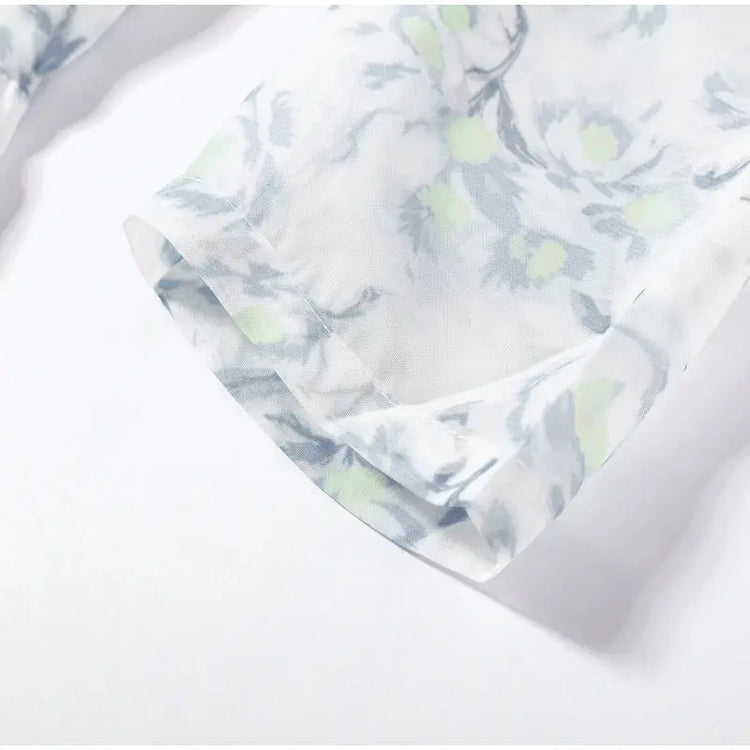 Casual Printed Mini Dress Women Full Sleeve Button V-neck Lady Short Dresses Waist Tape 2026 Spring Summer Female Robe Beach SHOPEZRA L.L.C.
