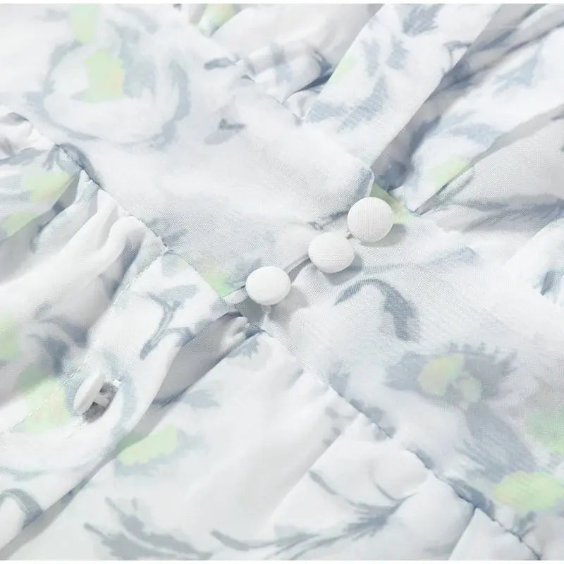 Casual Printed Mini Dress Women Full Sleeve Button V-neck Lady Short Dresses Waist Tape 2026 Spring Summer Female Robe Beach SHOPEZRA L.L.C.