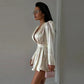 Casual Printed Mini Dress Women Full Sleeve Button V-neck Lady Short Dresses Waist Tape 2026 Spring Summer Female Robe Beach SHOPEZRA L.L.C.