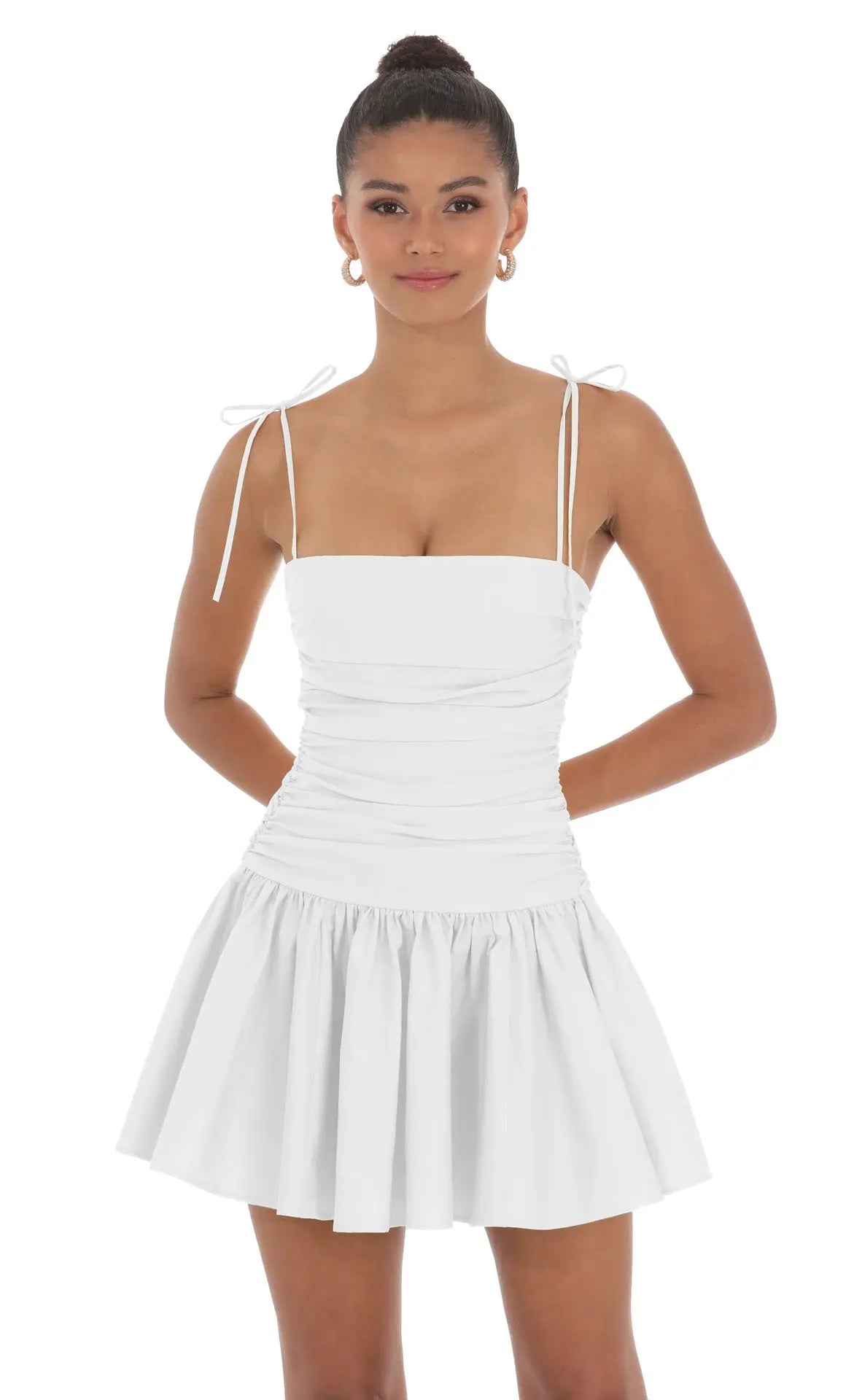 Pink women's short lace pleated dress by SHOPEZRA L.L.C., 2024 European and American summer fashion, inspired by Spice Girl style.