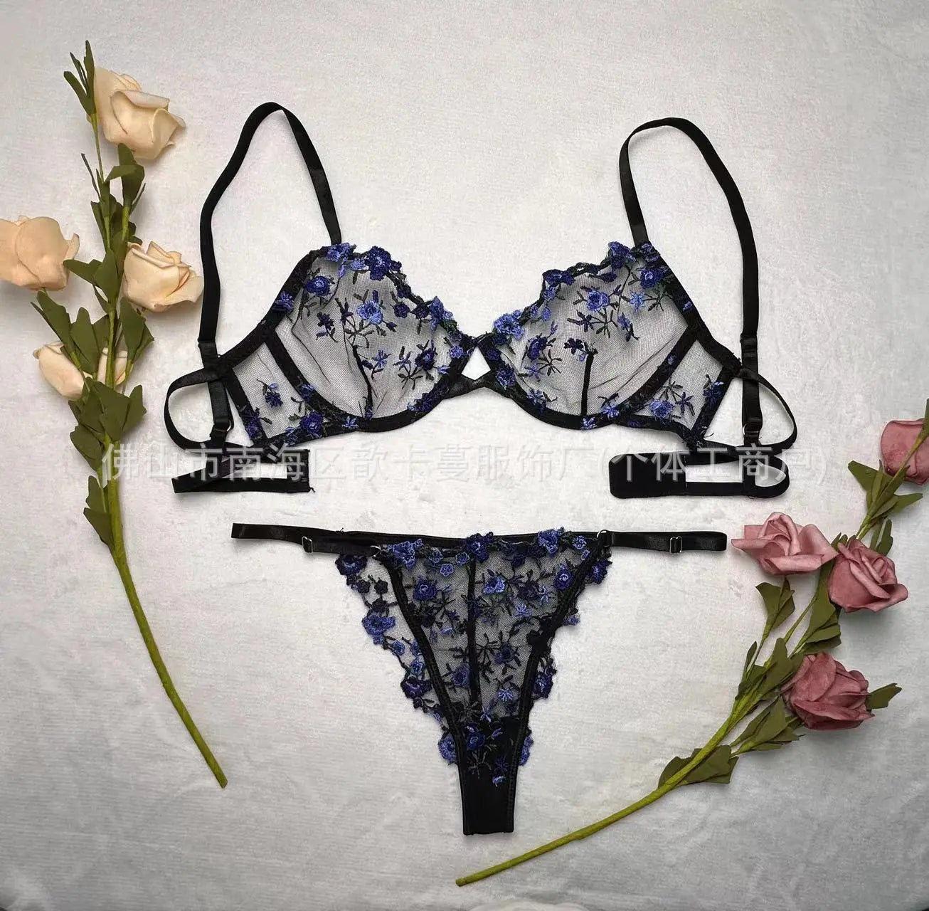 Pink transparent mesh sexy underwear set by SHOPEZRA L.L.C., featuring steel accents and a cross-border European and U.S. design.