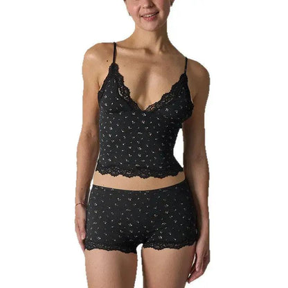 FIT EVERYBODY LACE SET Lace suit Lightweight Lace Triangle Strap Boxer Lace Underwear Women by Dropshipman