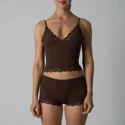 FIT EVERYBODY LACE SET Lace suit Lightweight Lace Triangle Strap Boxer Lace Underwear Women by Dropshipman