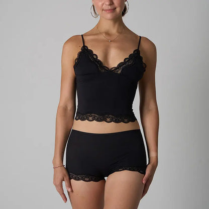 FIT EVERYBODY LACE SET Lace suit Lightweight Lace Triangle Strap Boxer Lace Underwear Women SHOPEZRA L.L.C.