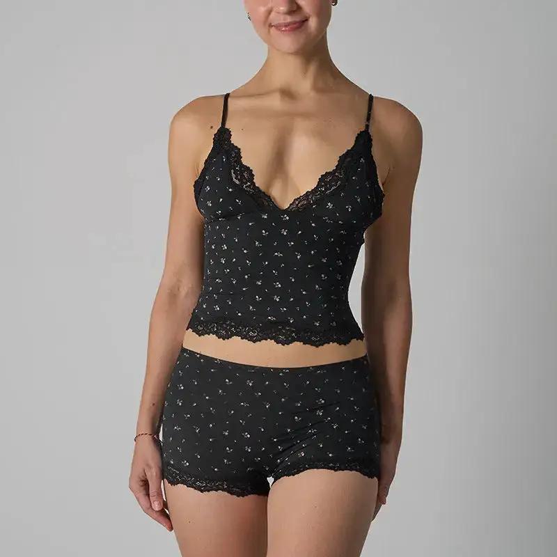 FIT EVERYBODY LACE SET Lace suit Lightweight Lace Triangle Strap Boxer Lace Underwear Women by Dropshipman