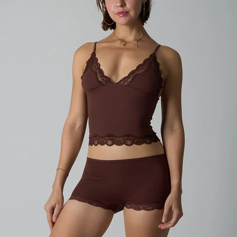 FIT EVERYBODY LACE SET Lace suit Lightweight Lace Triangle Strap Boxer Lace Underwear Women SHOPEZRA L.L.C.
