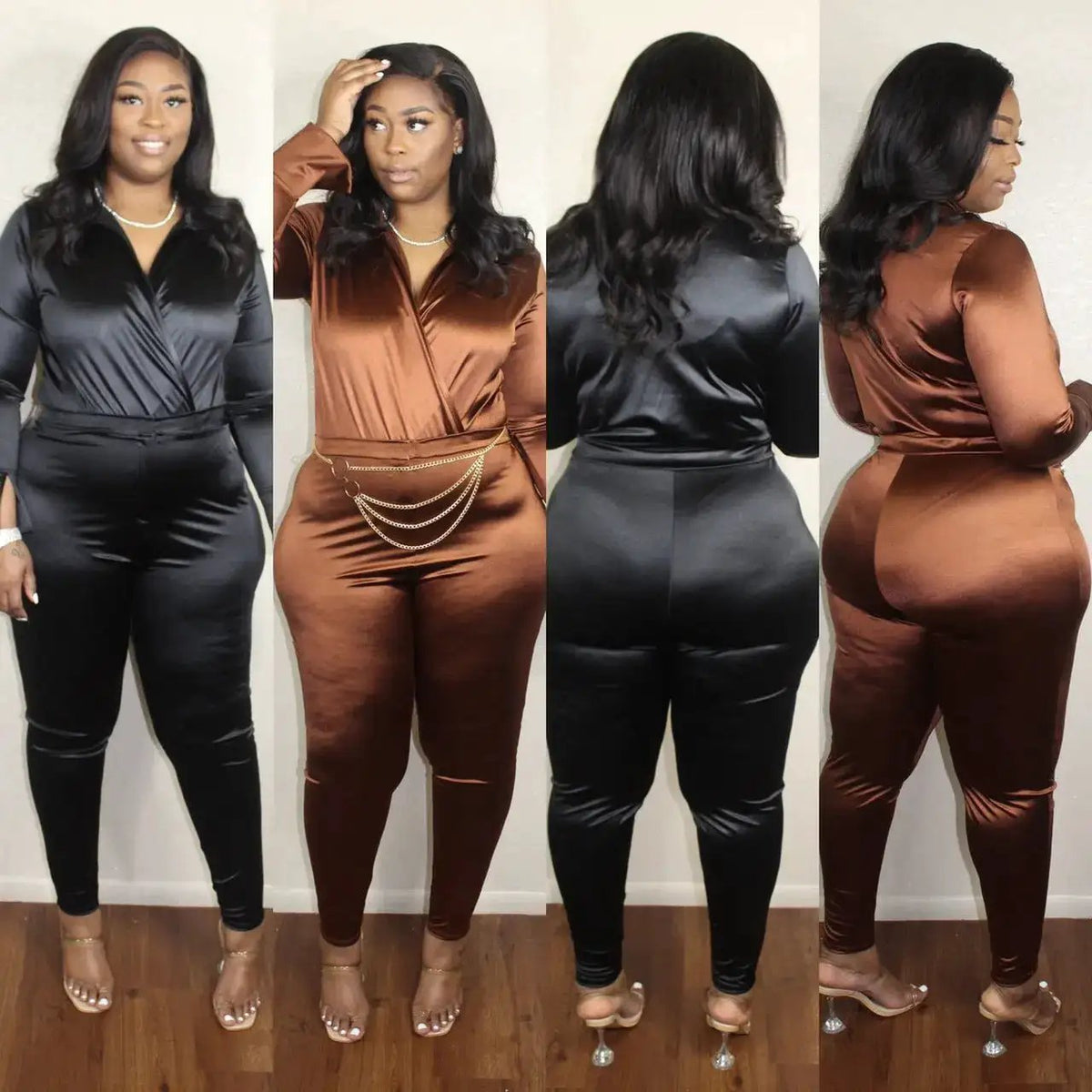 New on the in stock! Y510 European and American sexy fashion deep V long sleeve thong bottom two-piece night clothes by Dropshipman