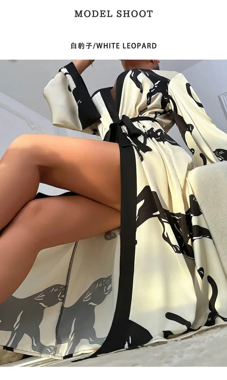 Wedding Party Dress Fashion Printed Robe Women&