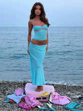 2 Piece Skirt Set Sequin Trim Halter Crop Top Maxi Skirt 2026 Spring Summer Y2K Night Out Clubwear Party Bodycon Co-ord Outfit SHOPEZRA L.L.C.