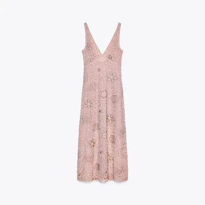 Bead Embroidery Sequin Ruffle Women Dress Sleeveless Backless Strap Sexy Evening Dresses 2025 Summer Party Holiday Street Robe by Dropshipman