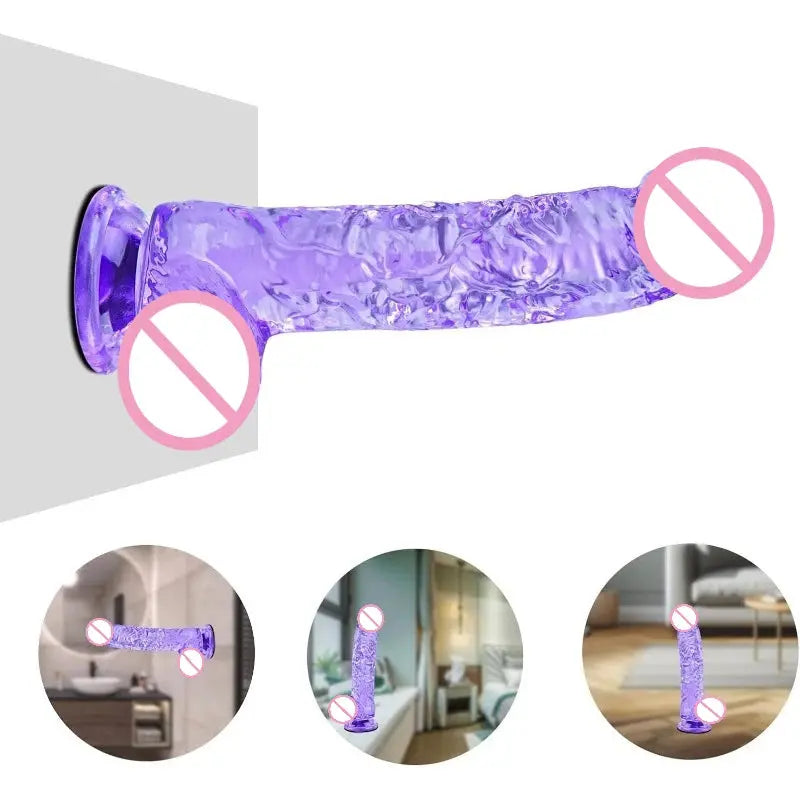 Realistic pink dildo with curved shaft, suction cup, and balls, designed for vaginal and G-spot stimulation.