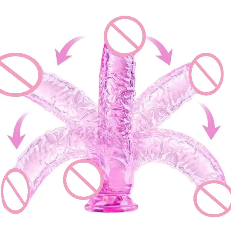 Realistic pink dildo by SHOPEZRA L.L.C. with curved shaft, suction cup, balls, and G-spot for adult intimate pleasure.