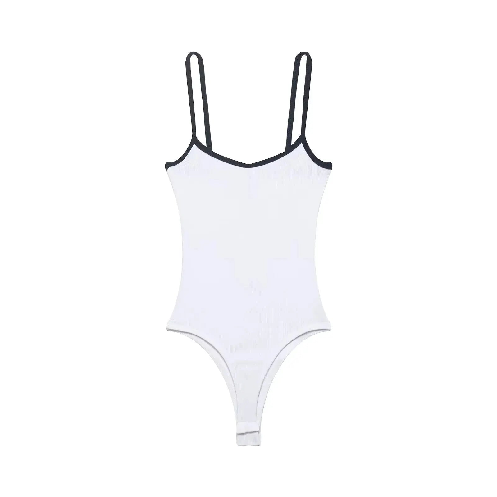 Pink women's jumpsuit with round neck, contrasting color edges, bottom strap, featuring a spicy girl style for summer 2026.