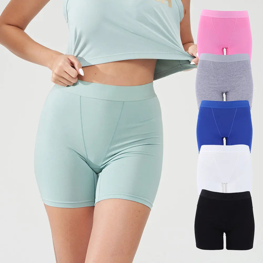 Pink plus-size cotton women's leak-proof underwear with double-layer high waist, all-in-one design, by SHOPEZRA L.L.C.