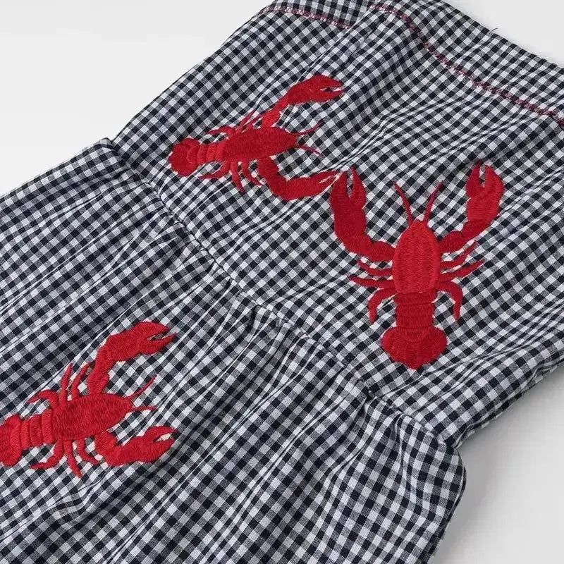 HXAO Embroidery Plaid Long Dresses Women Sleeveless Slip Midi Dress Woman Pleated Backless Beach Dress Vintage Summer Dress by Dropshipman