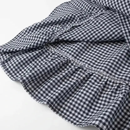 HXAO Embroidery Plaid Long Dresses Women Sleeveless Slip Midi Dress Woman Pleated Backless Beach Dress Vintage Summer Dress by Dropshipman