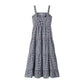 HXAO Embroidery Plaid Long Dresses Women Sleeveless Slip Midi Dress Woman Pleated Backless Beach Dress Vintage Summer Dress SHOPEZRA L.L.C.