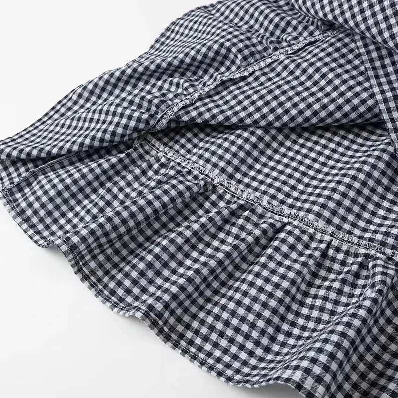 HXAO Embroidery Plaid Long Dresses Women Sleeveless Slip Midi Dress Woman Pleated Backless Beach Dress Vintage Summer Dress SHOPEZRA L.L.C.