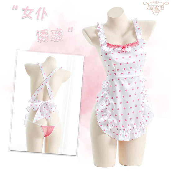 Sexy Lingerie 2024 New Sexy Free Wave Dot Kitchen Apron Maid Dress Sexy Uniform cosplay Women SHOPEZRA L.L.C.