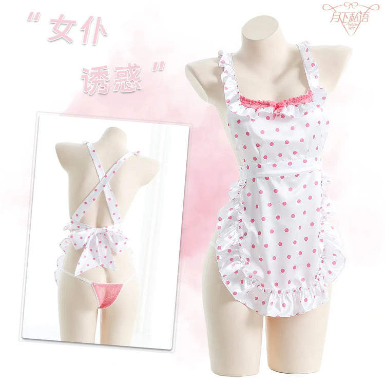 Sexy Lingerie 2024 New Sexy Free Wave Dot Kitchen Apron Maid Dress Sexy Uniform cosplay Women SHOPEZRA L.L.C.
