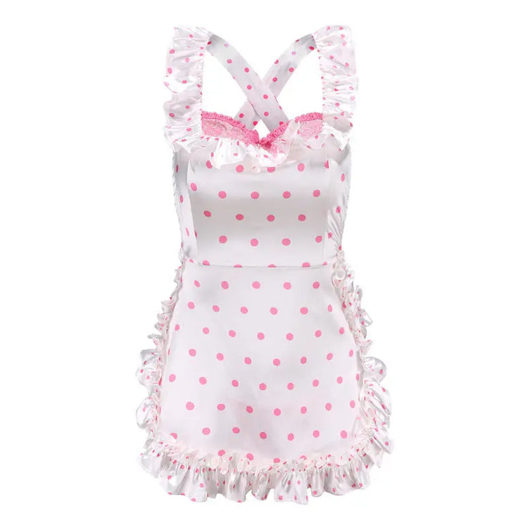 Sexy Lingerie 2024 New Sexy Free Wave Dot Kitchen Apron Maid Dress Sexy Uniform cosplay Women SHOPEZRA L.L.C.