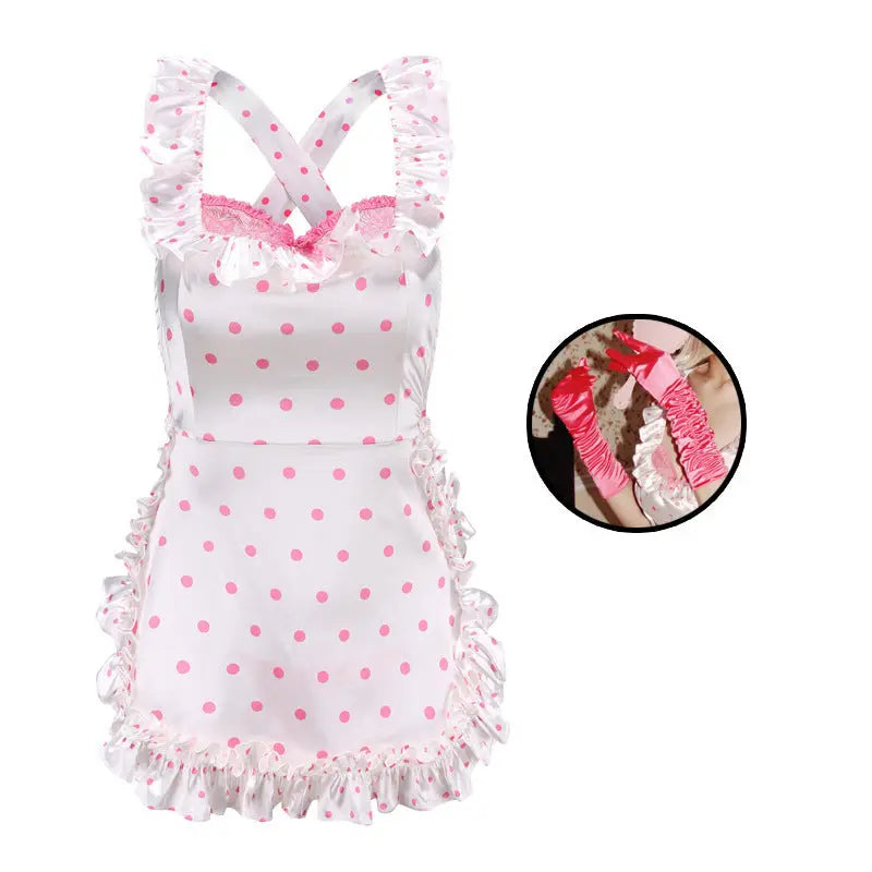 Sexy Lingerie 2024 New Sexy Free Wave Dot Kitchen Apron Maid Dress Sexy Uniform cosplay Women SHOPEZRA L.L.C.