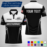Mens Customizable Mechanic Work Polo Shirts Personalized Text And Logo Short Sleeve Tops 2026 Summer Breathable Sports POLO Tops SHOPEZRA L.L.C.