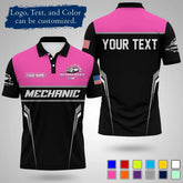 Mens Customizable Mechanic Work Polo Shirts Personalized Text And Logo Short Sleeve Tops 2026 Summer Breathable Sports POLO Tops SHOPEZRA L.L.C.