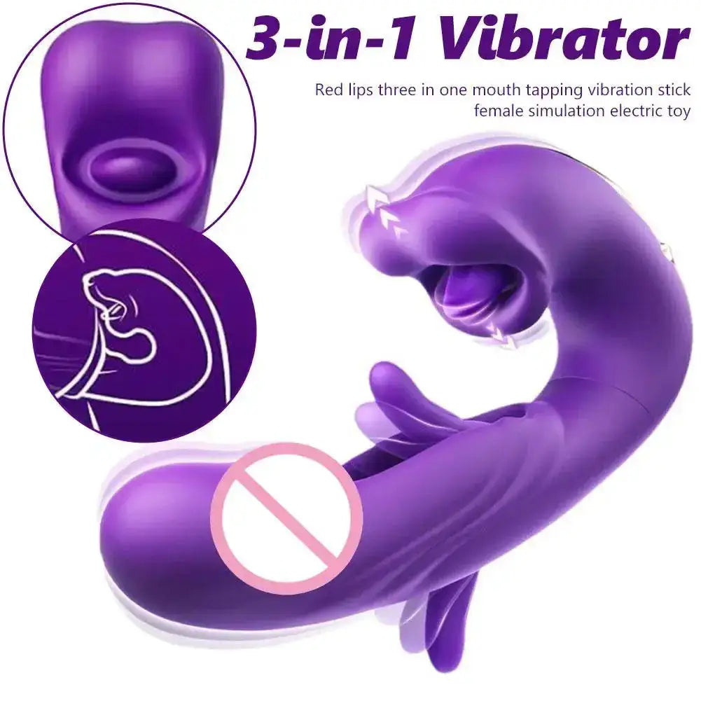3 in 1 Dildo Vibrator for Women Tongue Licking Finger Flapping G Spot Clitoral Stimulation Massager Female Adult Sex Toys 18+ by Dropshipman