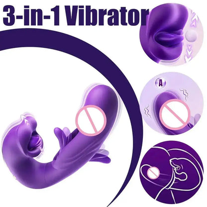 3 in 1 Dildo Vibrator for Women Tongue Licking Finger Flapping G Spot Clitoral Stimulation Massager Female Adult Sex Toys 18+ by Dropshipman
