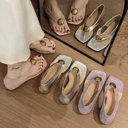 French-Style Height-Increasing Thong Sandals for Women 2025 New Summer Fairy Style Outdoor Shallow Thong Flip-Flop Sandals by Dropshipman