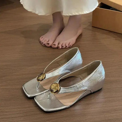 French-Style Height-Increasing Thong Sandals for Women 2025 New Summer Fairy Style Outdoor Shallow Thong Flip-Flop Sandals by Dropshipman