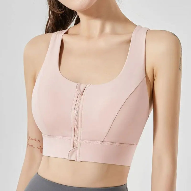 One-piece Zipper Sports Underwear Yoga Vest Running Fitness Shockproof Outer Wearing Bra Women&