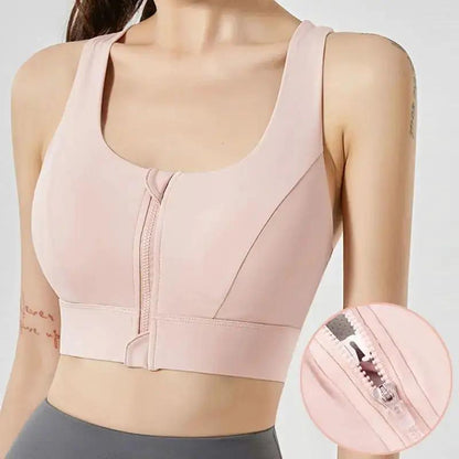 One-piece Zipper Sports Underwear Yoga Vest Running Fitness Shockproof Outer Wearing Bra Women&