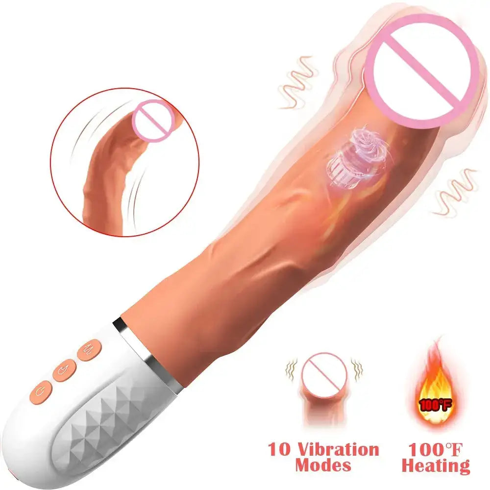 Realistic Dildo Vibrator for Women G Spot Clitoral Stimulation Penis Vibro with 10 Vibrating&Heating Modes Dick Sex Toys Female by Dropshipman
