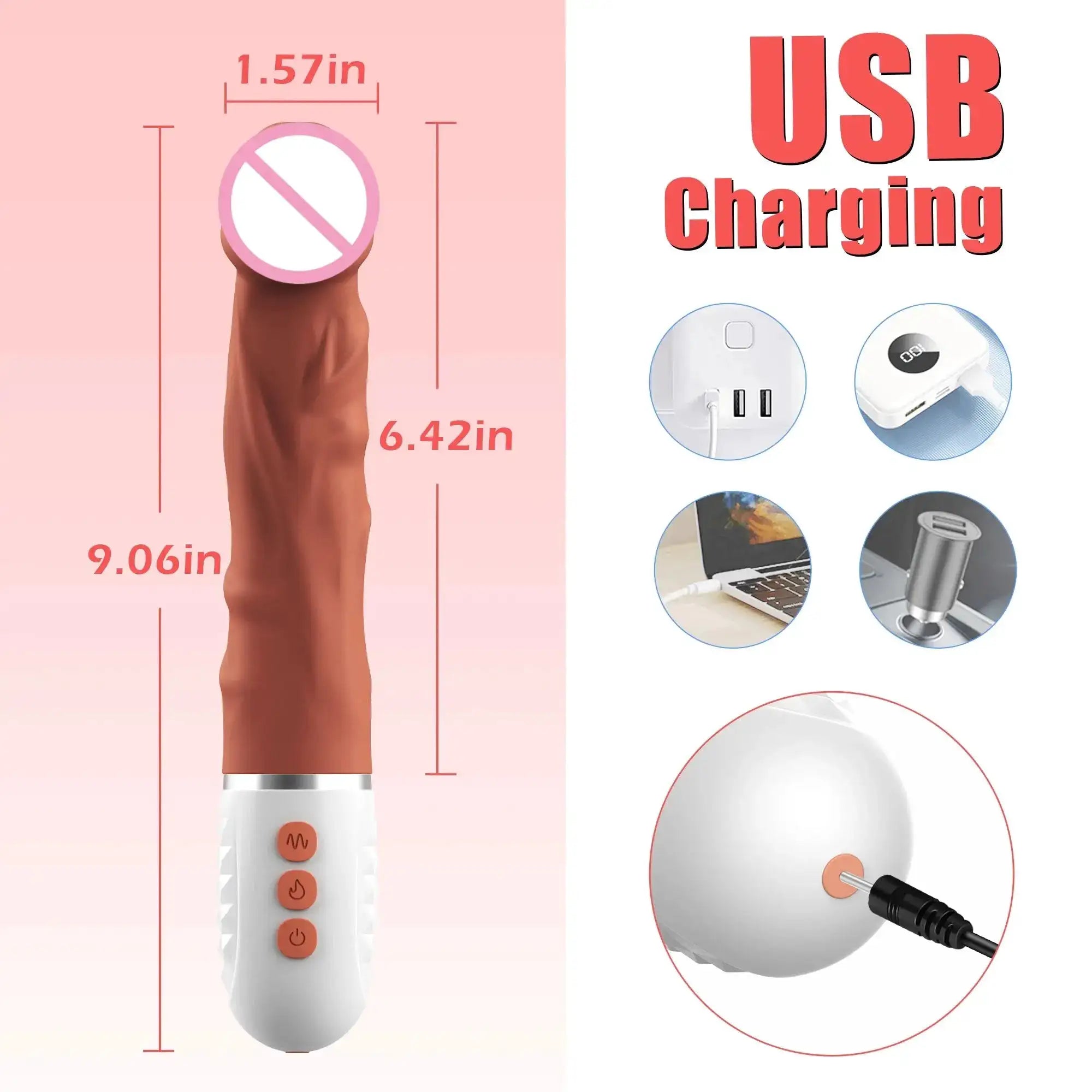 Realistic Dildo Vibrator for Women G Spot Clitoral Stimulation Penis Vibro with 10 Vibrating&Heating Modes Dick Sex Toys Female by Dropshipman