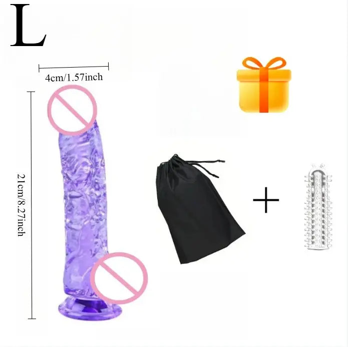 SHOPEZRA L.L.C. realistic purple dildo with curved shaft, suction cup, balls, ideal for vaginal and G-spot stimulation.