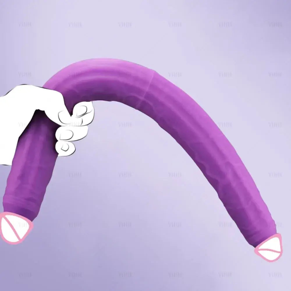 Purple double-ended realistic dildo by SHOPEZRA L.L.C., flexible long penis with double heads for anal and vaginal pleasure.